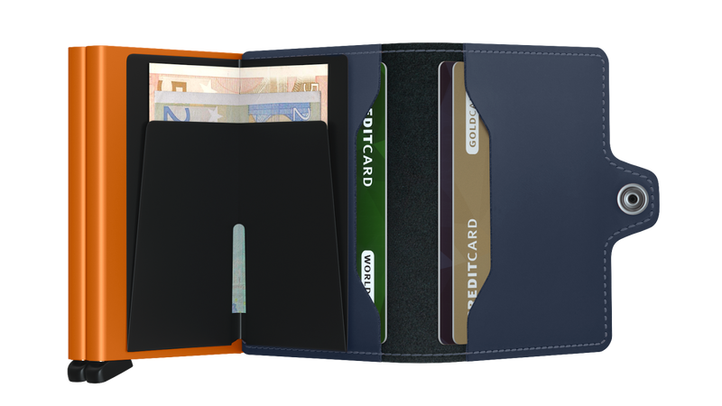 Twinwallet Matte - Night Blue & Orange - Open