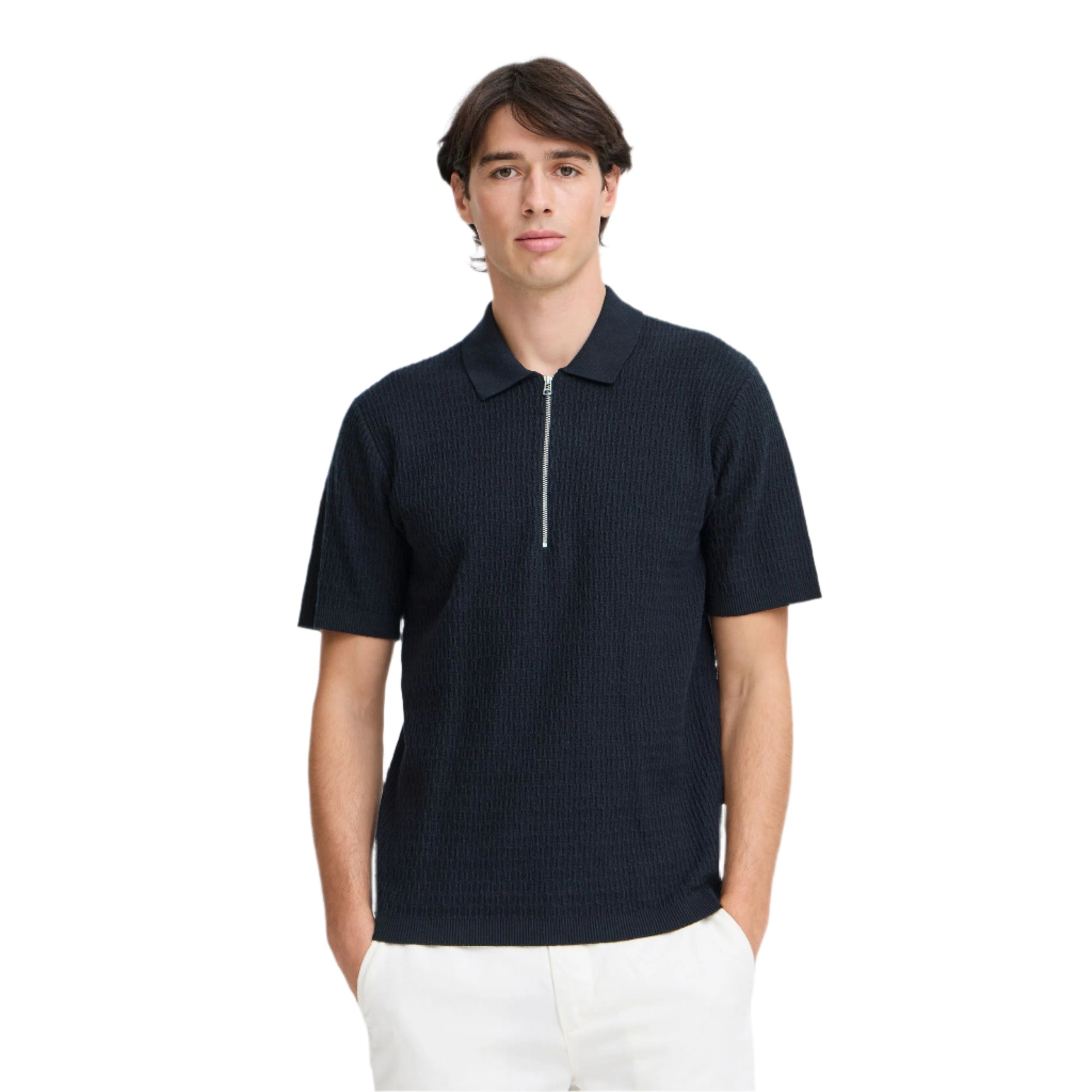 Dark Navy Cfjoe Ss Structured Polo Knit
