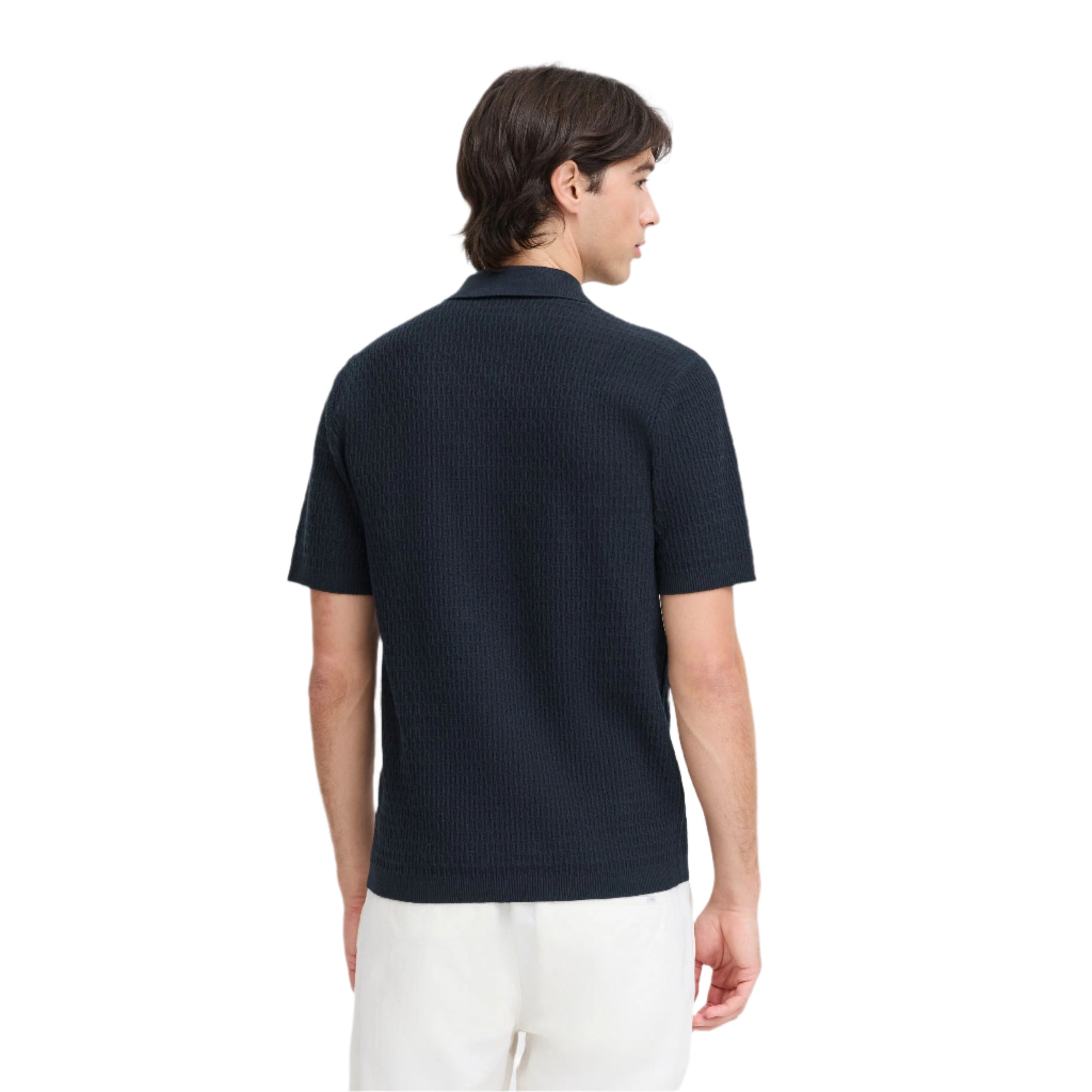 Dark Navy Cfjoe Ss Structured Polo Knit