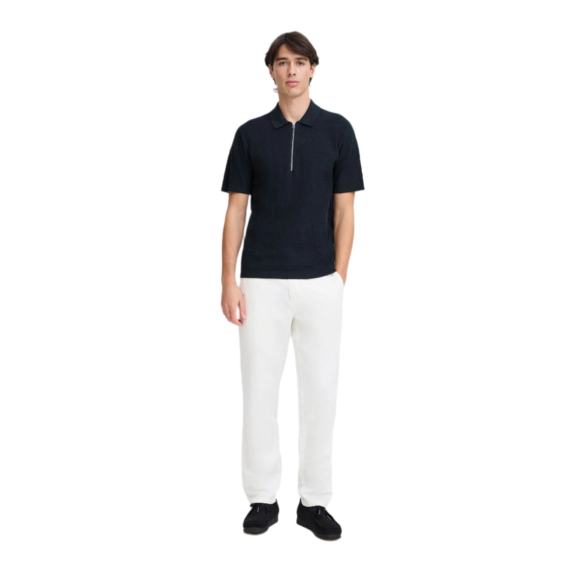 Dark Navy Cfjoe Ss Structured Polo Knit