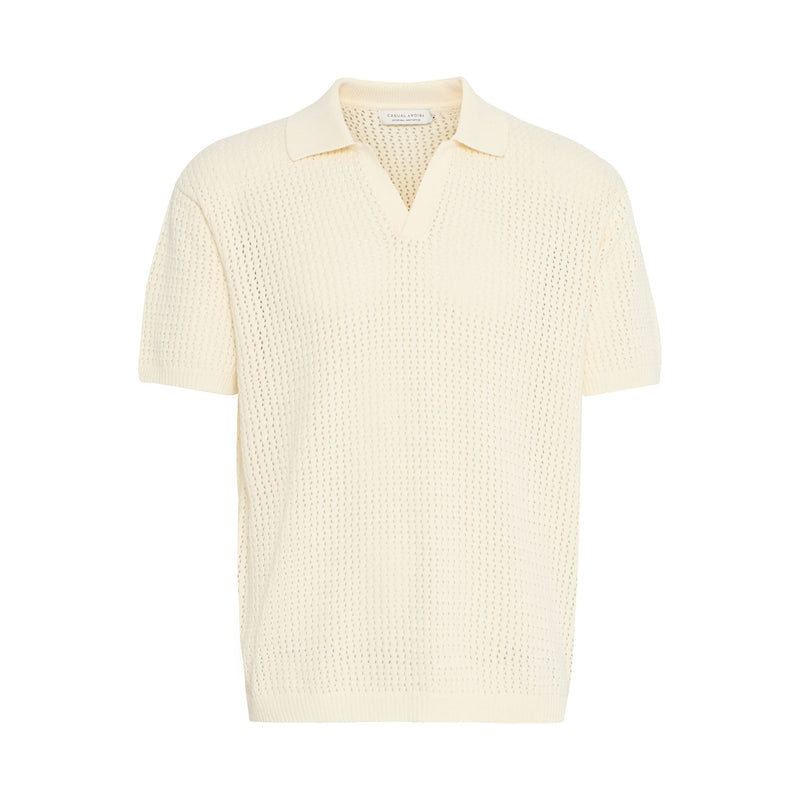 Structured Polo Knit - White