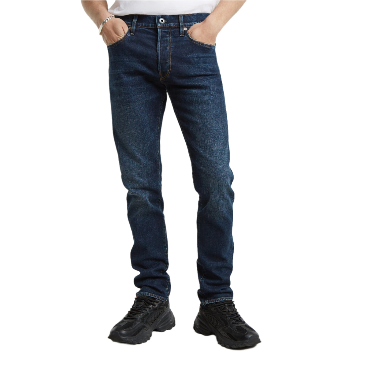 Dark Blue Blue 3301 Slim Jeans-2