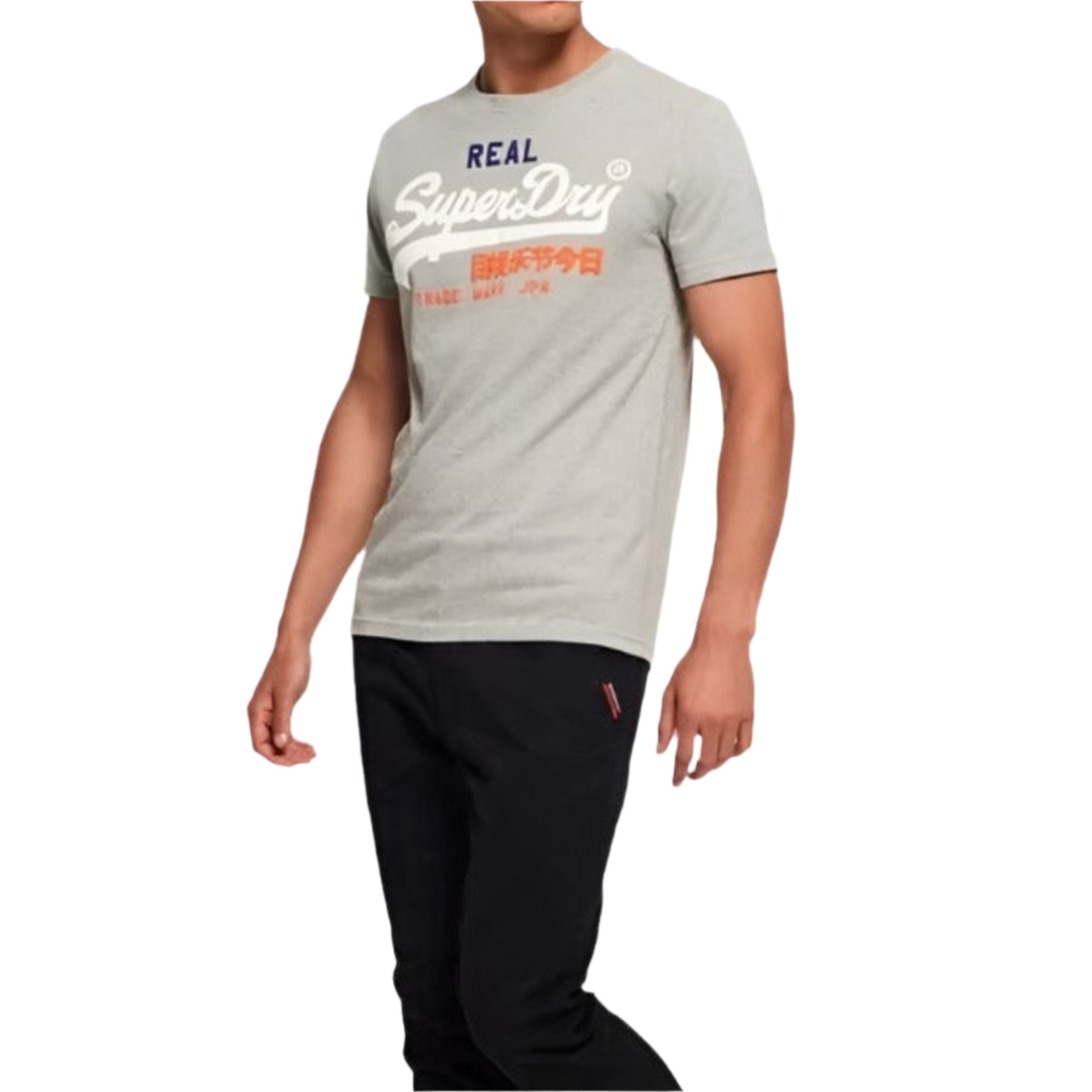 Superdry T-shirt Montana gris grain vintage avec logo