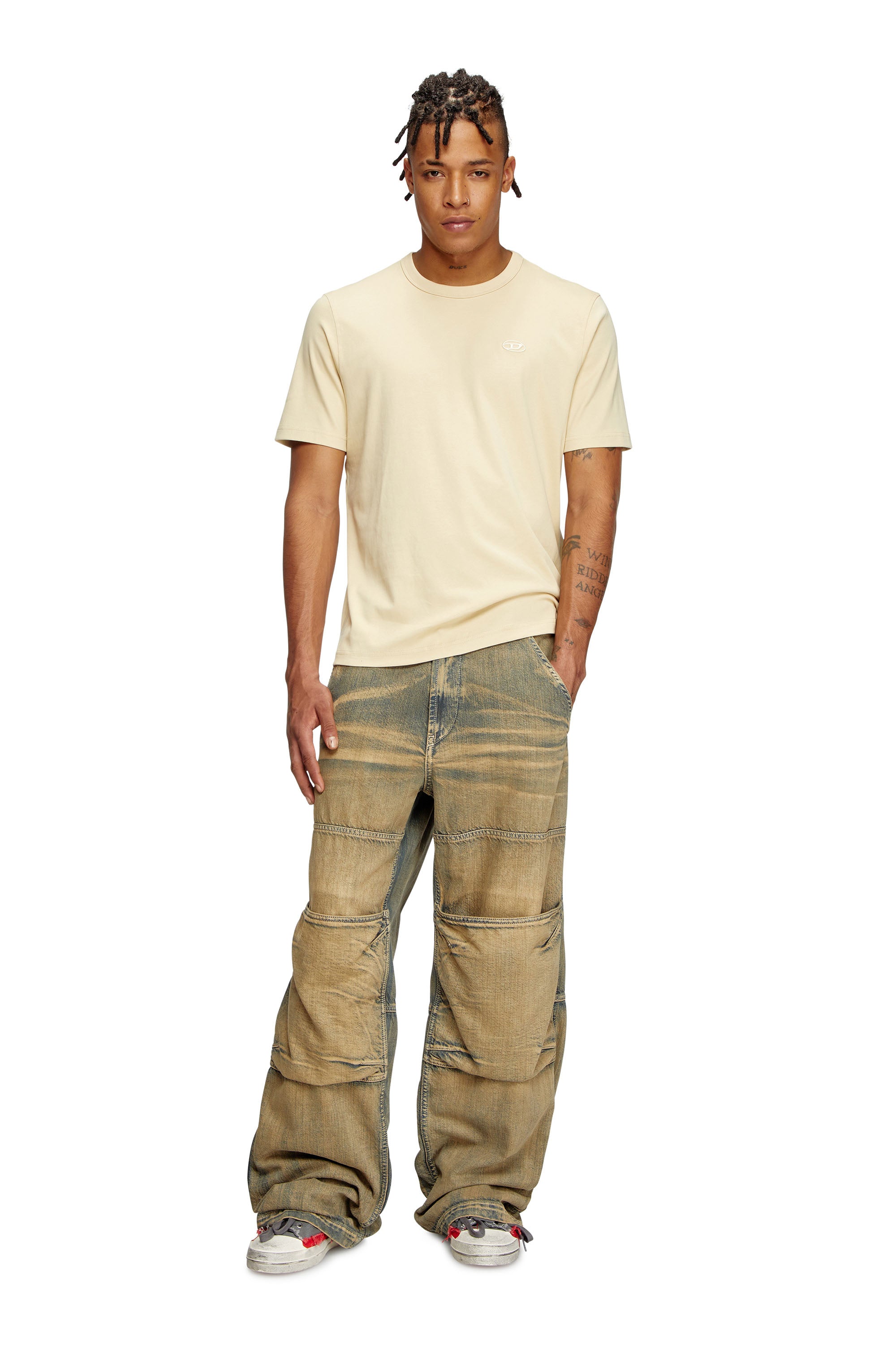 Beige T-Adjust-Slits-R17 T-Shirt