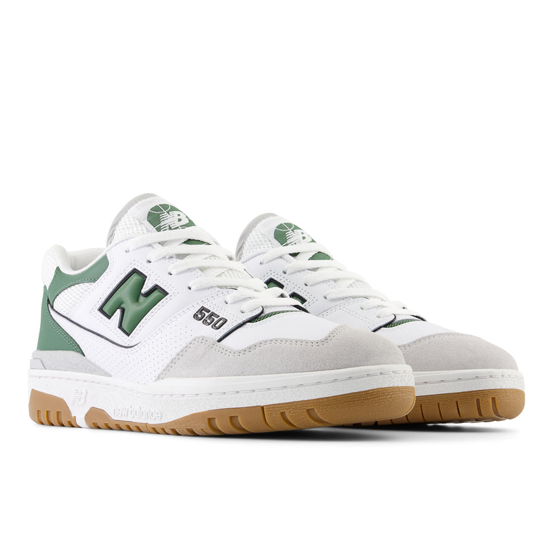 White & Green 550 Sneakers