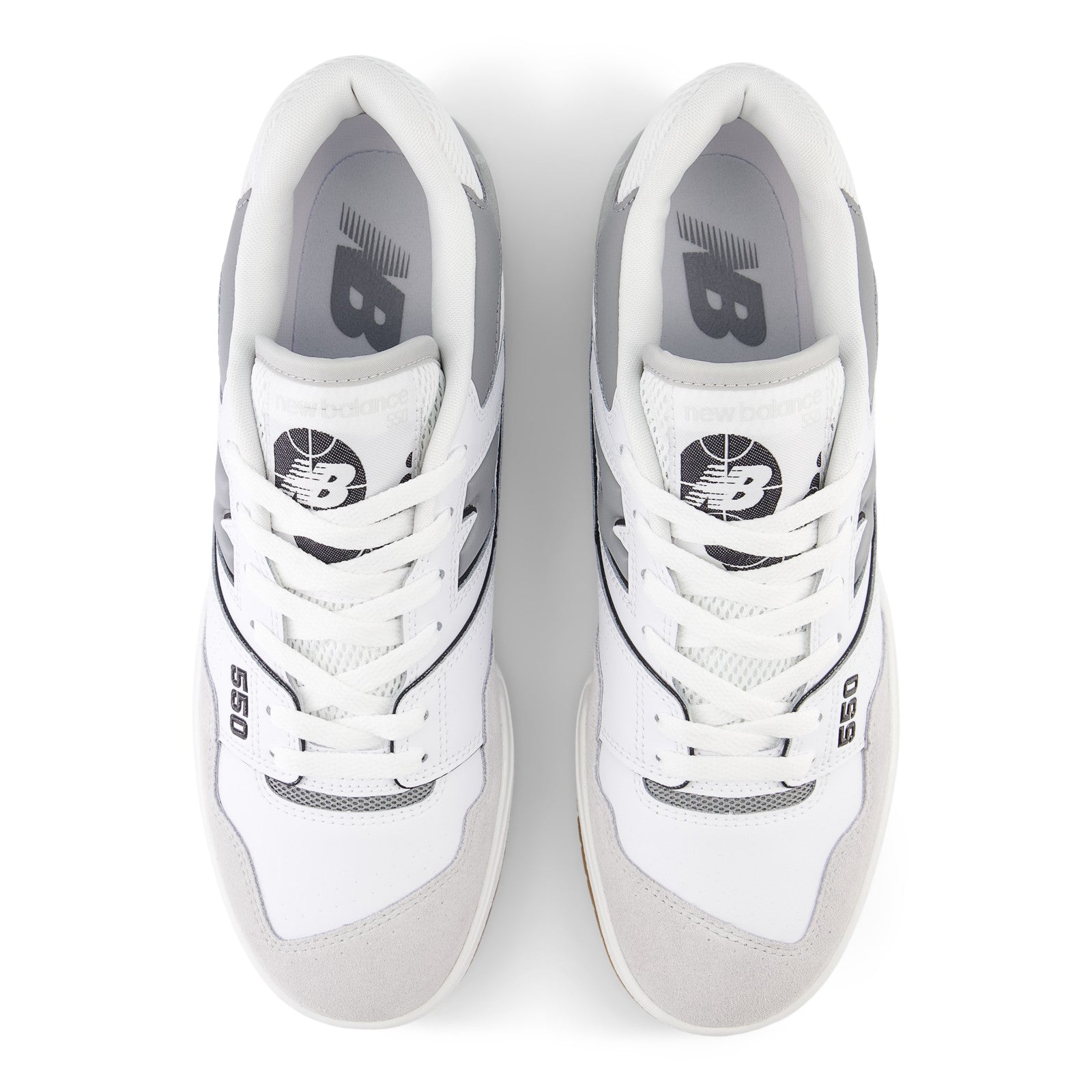 White & Grey 550 Sneakers