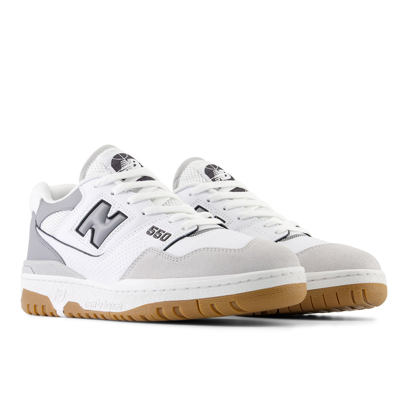 White & Grey 550 Sneakers