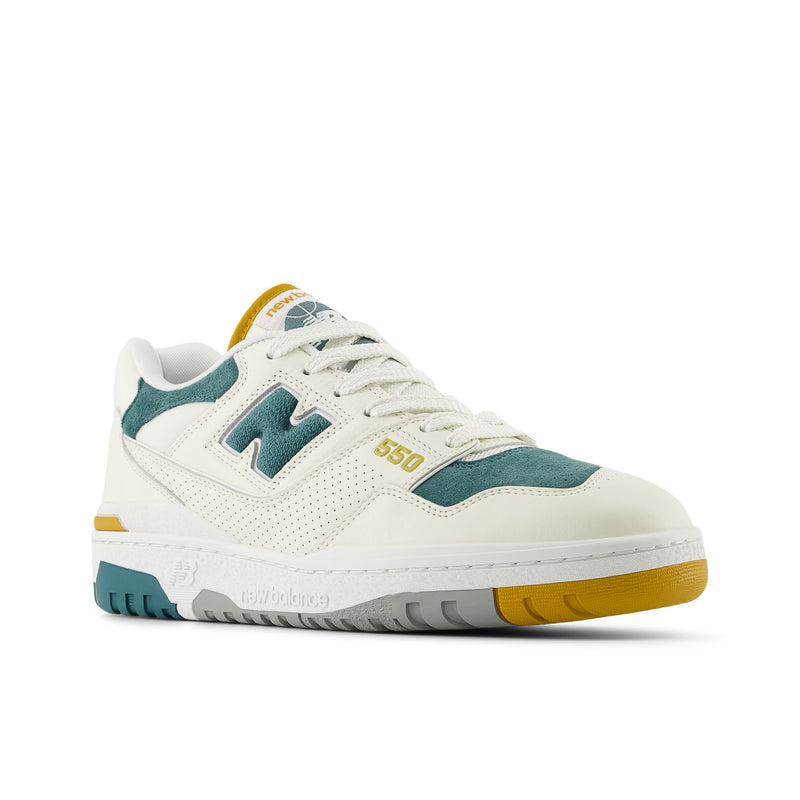 White & Green 550 Sneakers