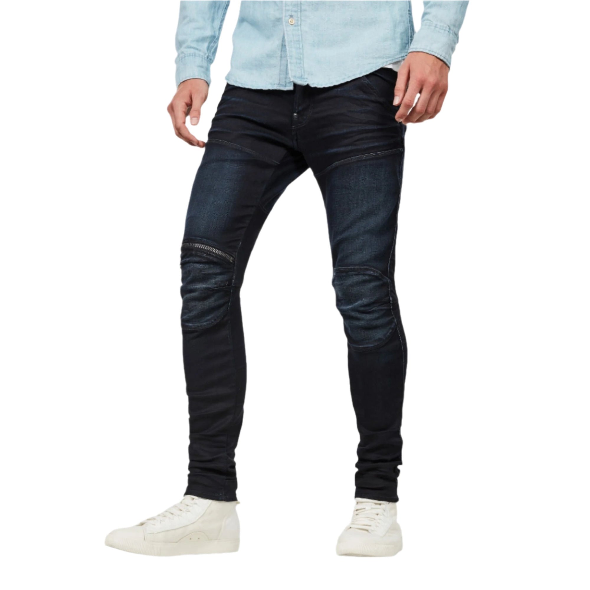 Dark Aged 5620 3D Zip Knee Skinny Jeans