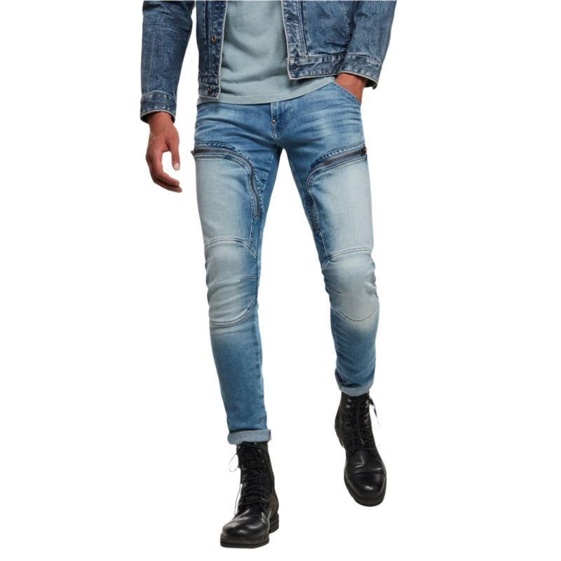 Sun Faded Azurite Air Defence Zip Skinny Jeans