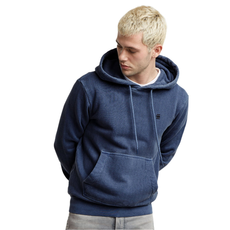 Dark Sea Blue Overdyed Hodded Sweater