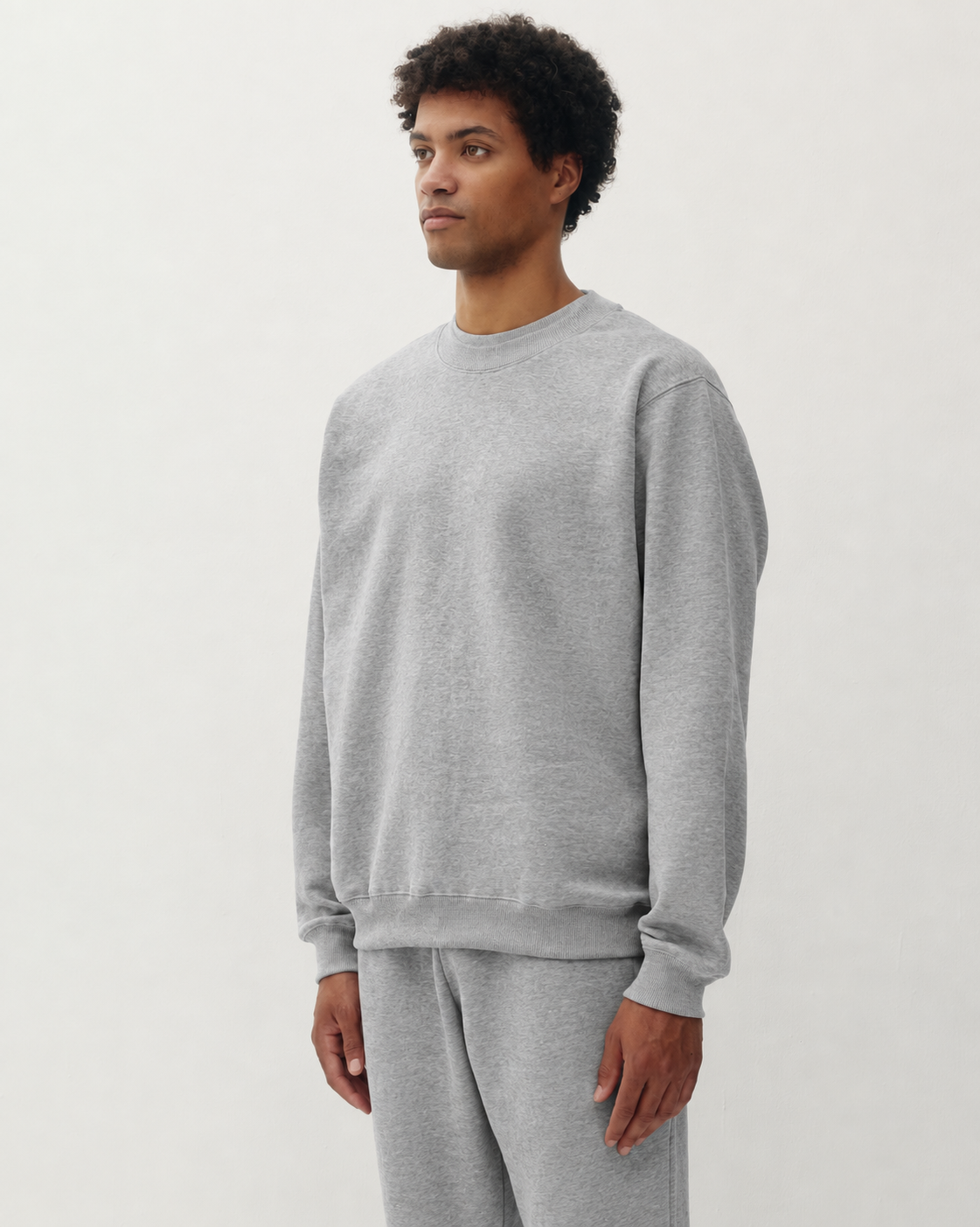 Essential Crew Sweatshirt - Heather Grey-2