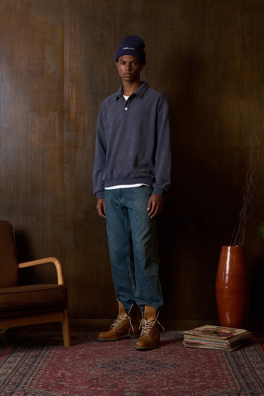 Chenille Polo - Dark Blue