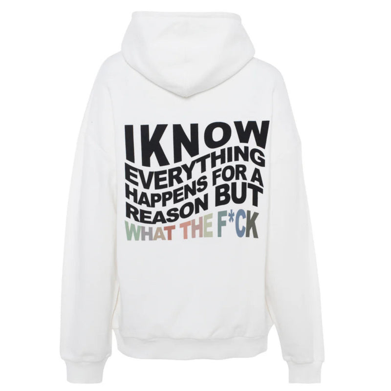 White Everything Happens for a reason Hoodie