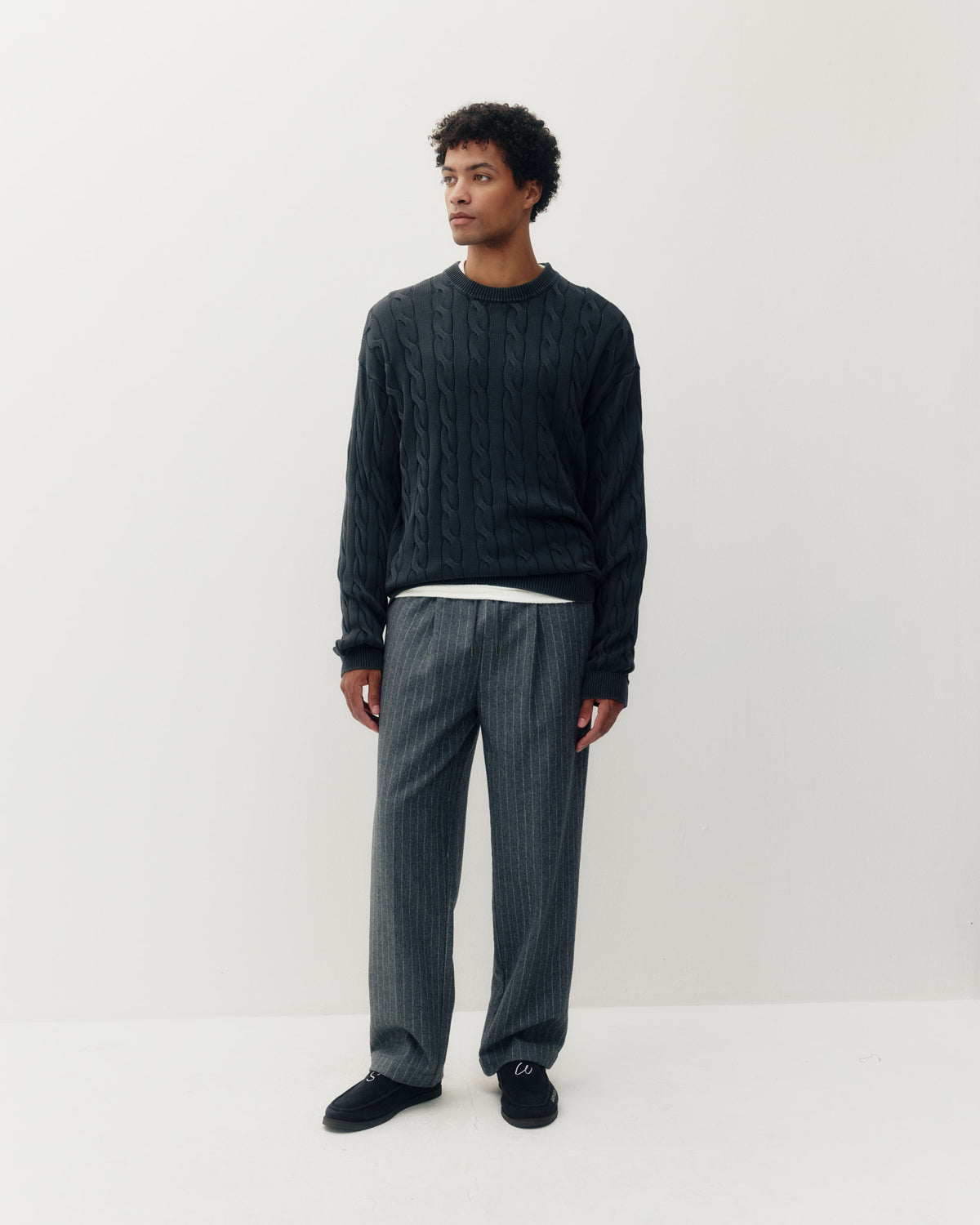 Braided Knt Box Crew - Black-1