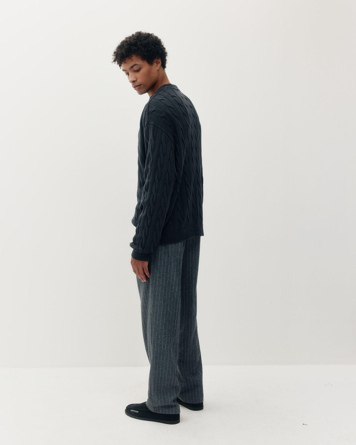 Braided Knt Box Crew - Black-2