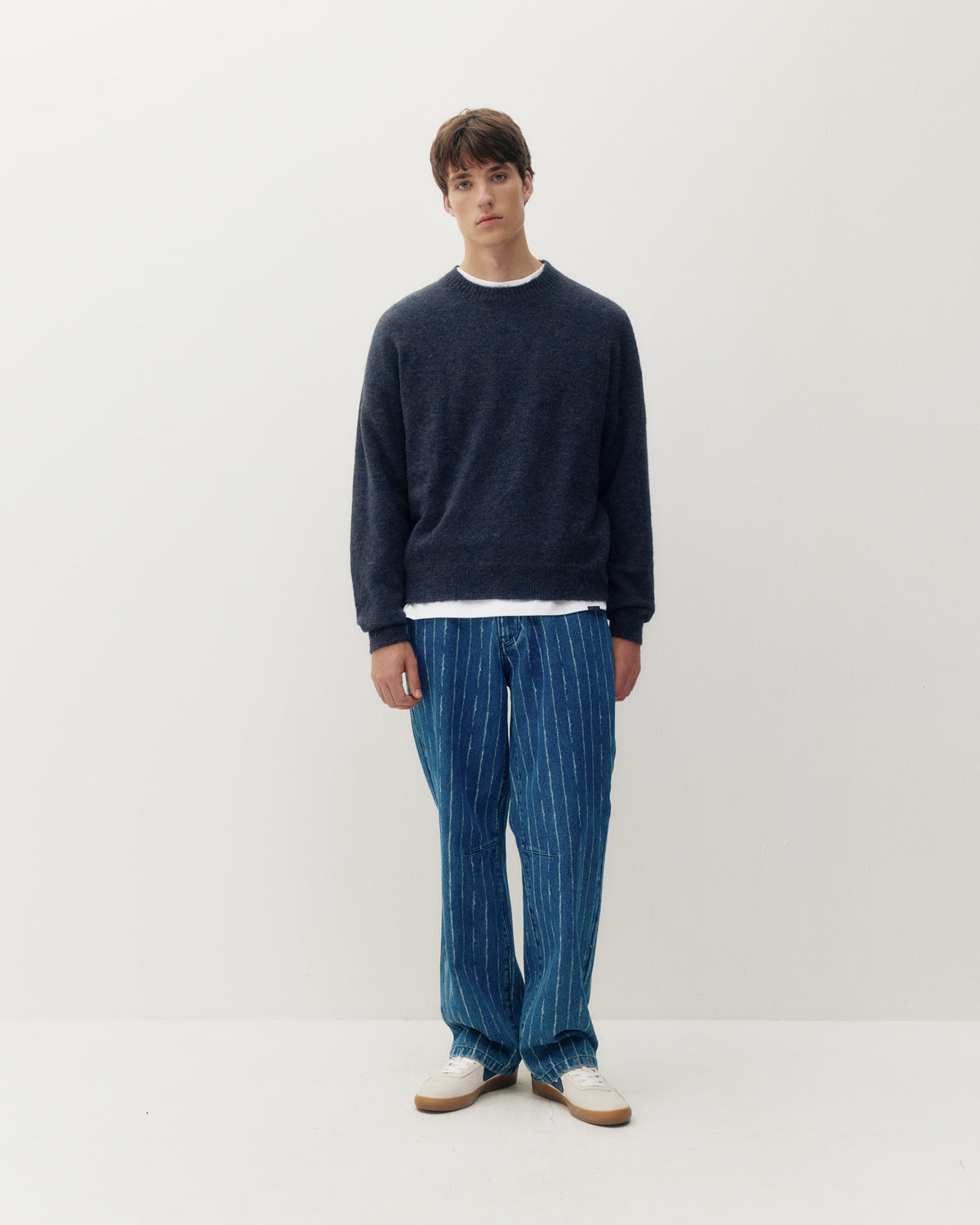 Brushed Knit Crew 2.0 - Navy-2
