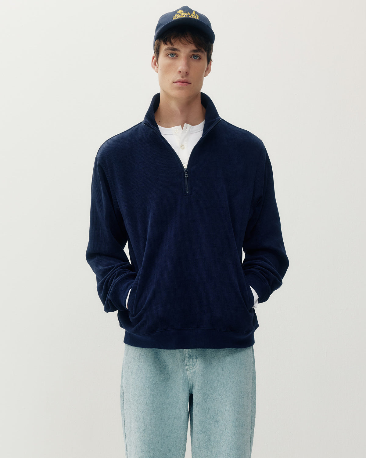 Chenille 1/4 ZIp - Navy-1