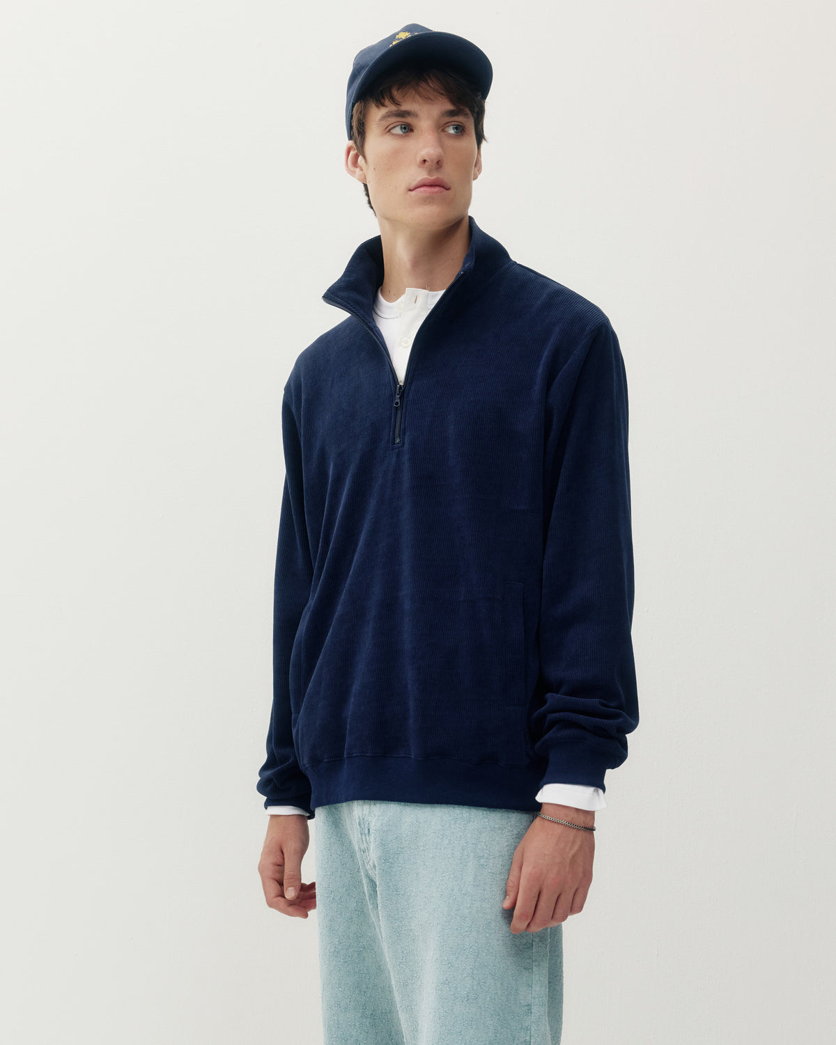 Chenille 1/4 ZIp - Navy-2