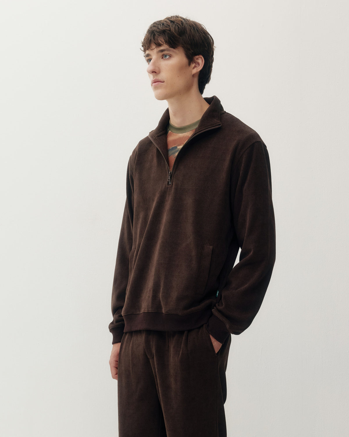 Chenille 1/4 ZIp - Brown-2
