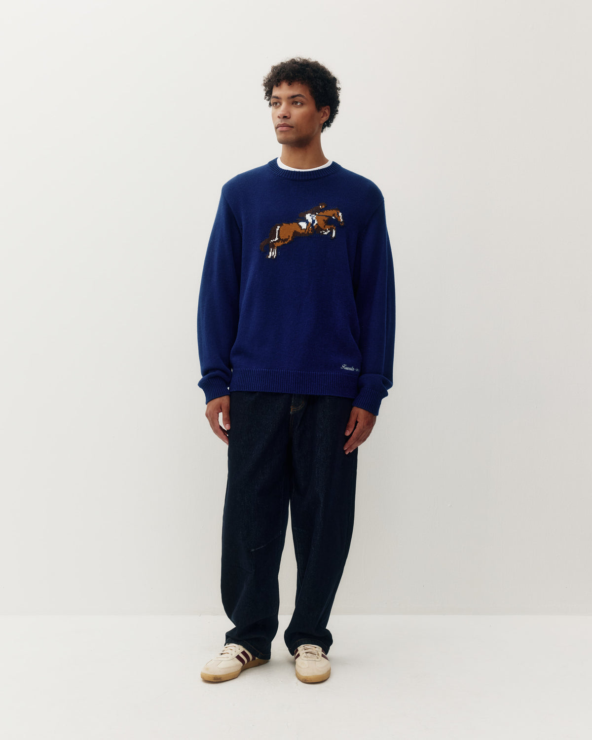 Equestrian Knit Crew - Navy-3