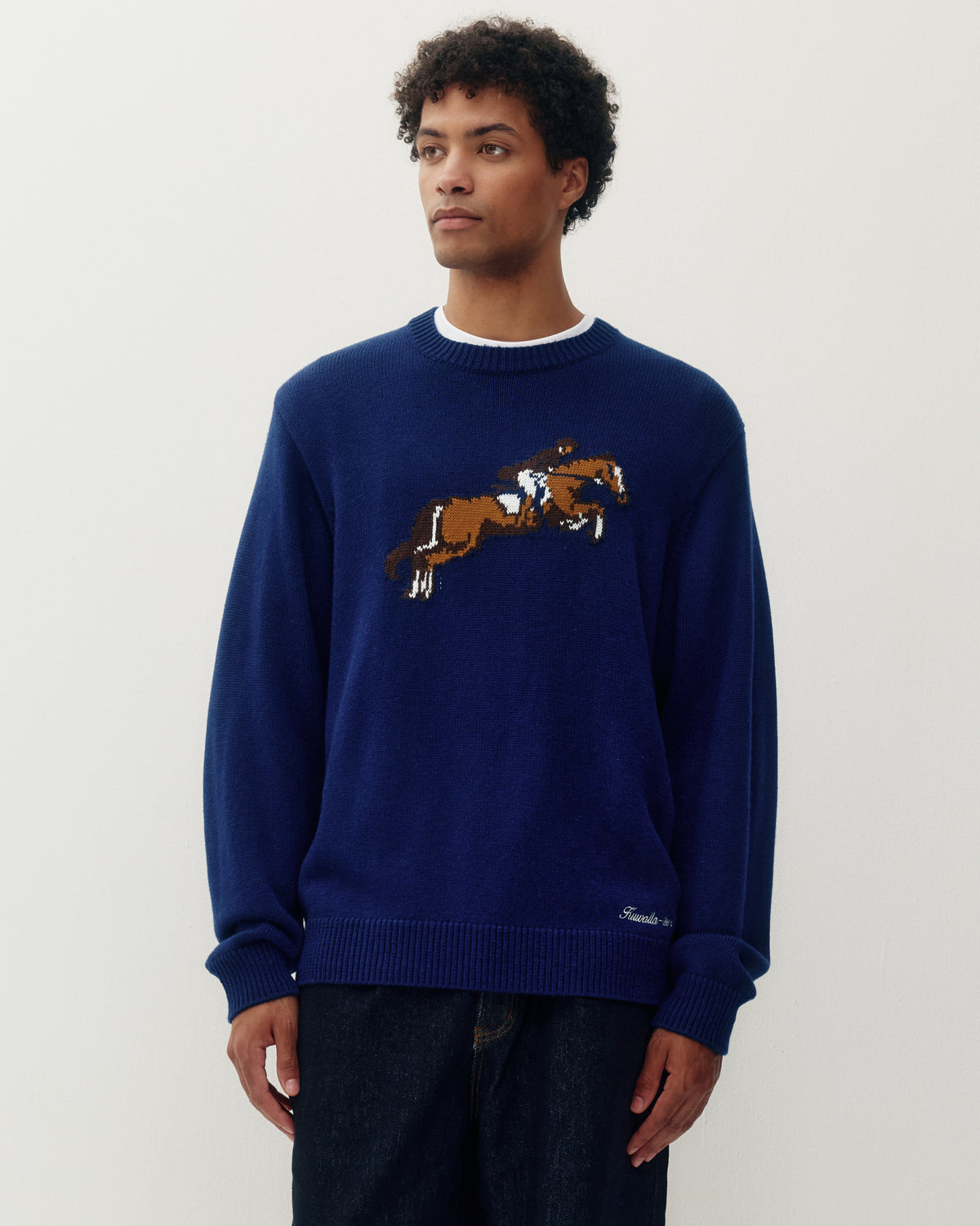 Equestrian Knit Crew - Navy-1