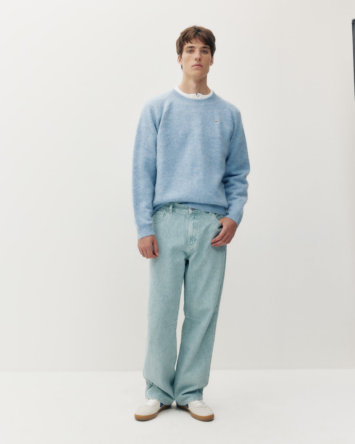 Furry Knit Crew - Blue-1