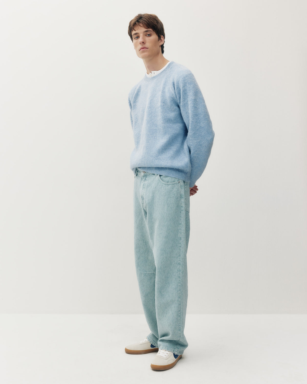 Furry Knit Crew - Blue-2