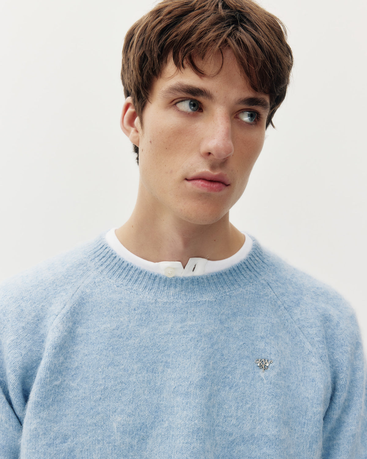 Furry Knit Crew - Blue-4