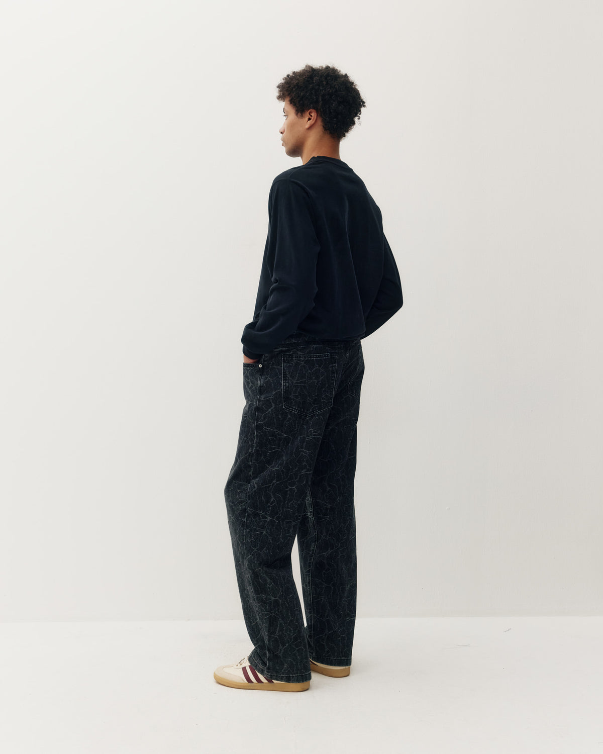 Crinkle Baggy Denim - Black-3