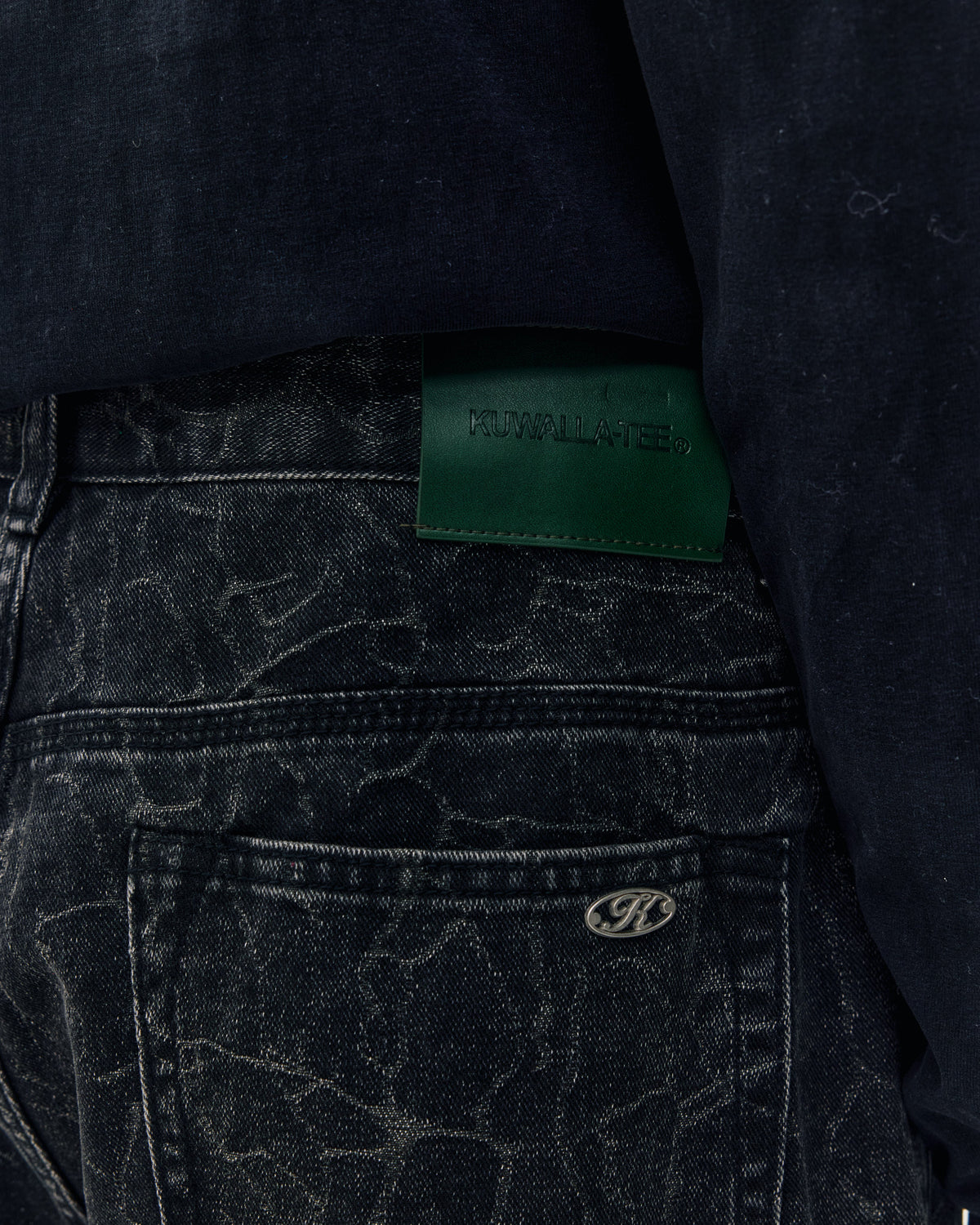 Crinkle Baggy Denim - Black-5
