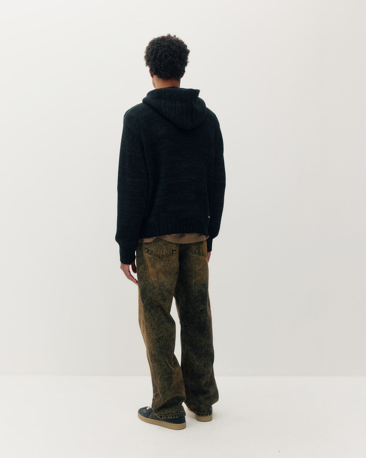 Knitted Zip Hoodie - Dark Black-3