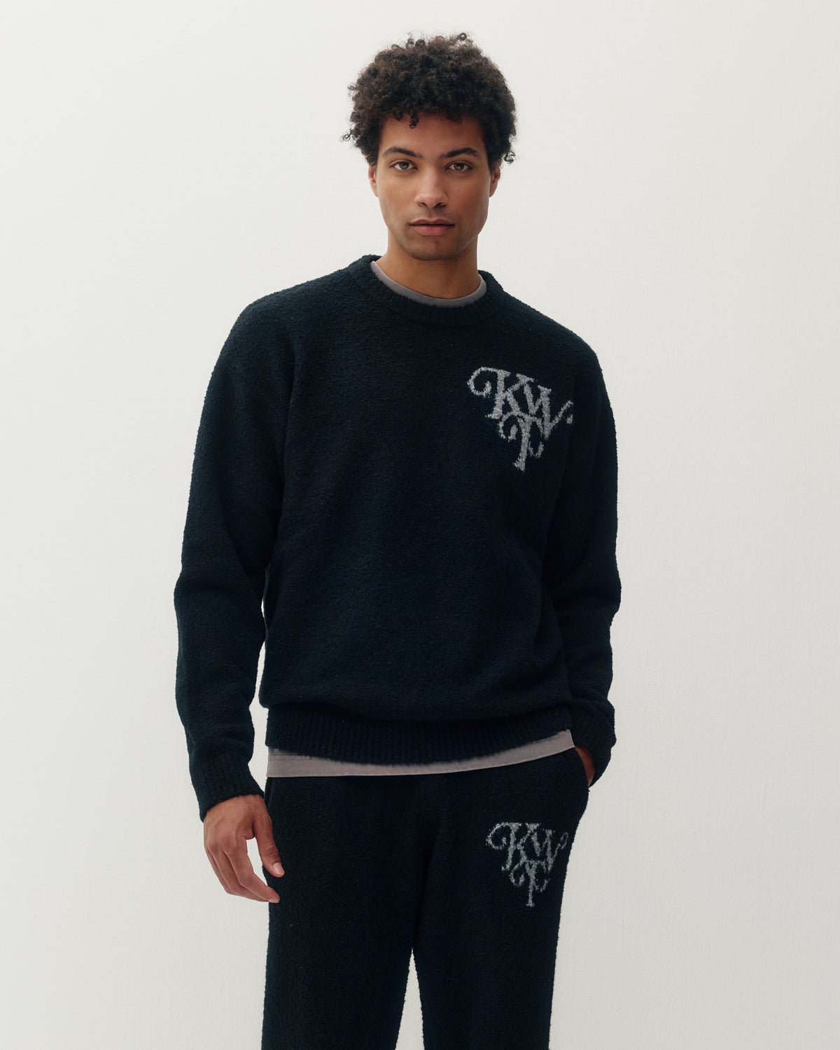 Monogram Knit Crew - Black-1