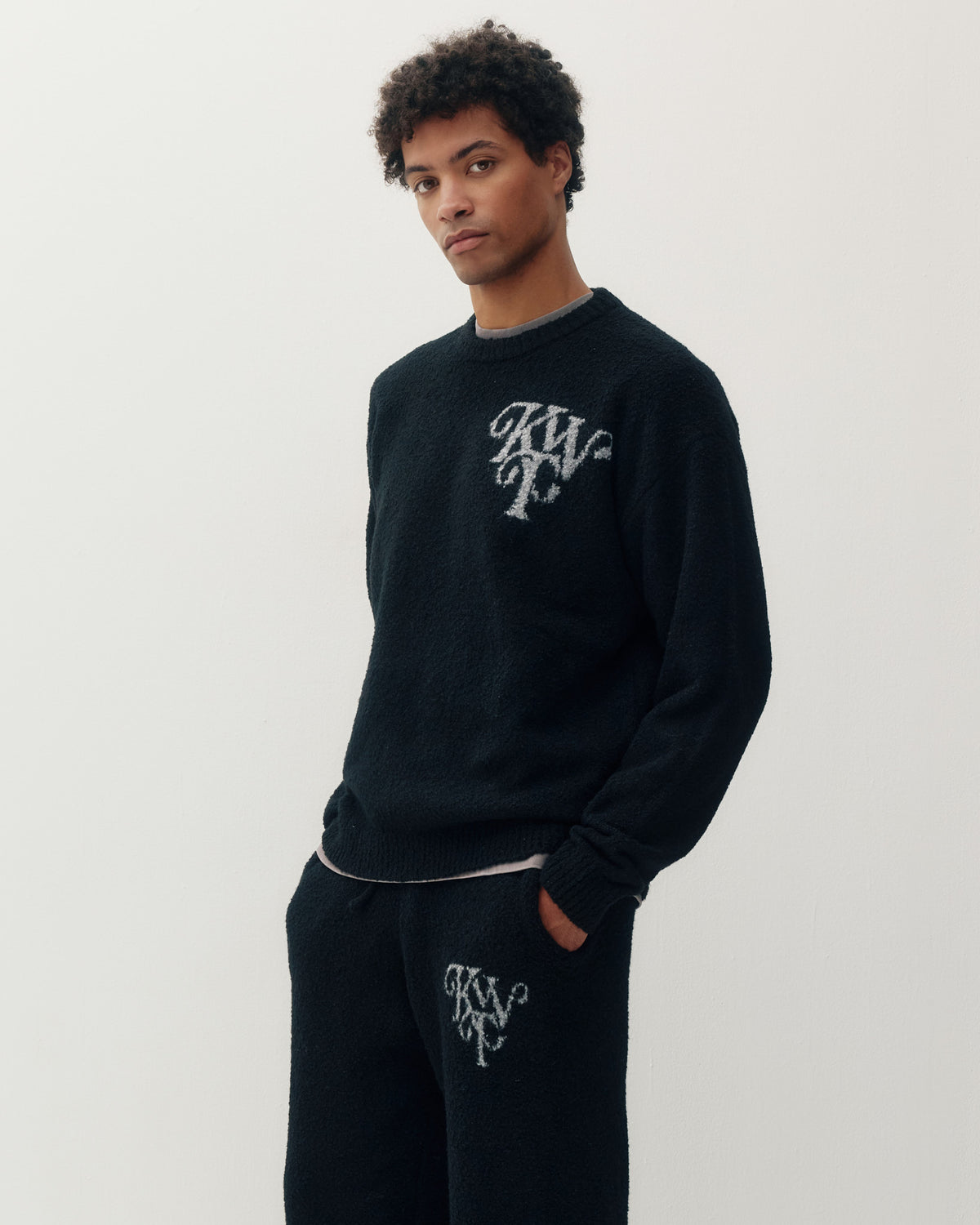 Monogram Knit Crew - Black-3