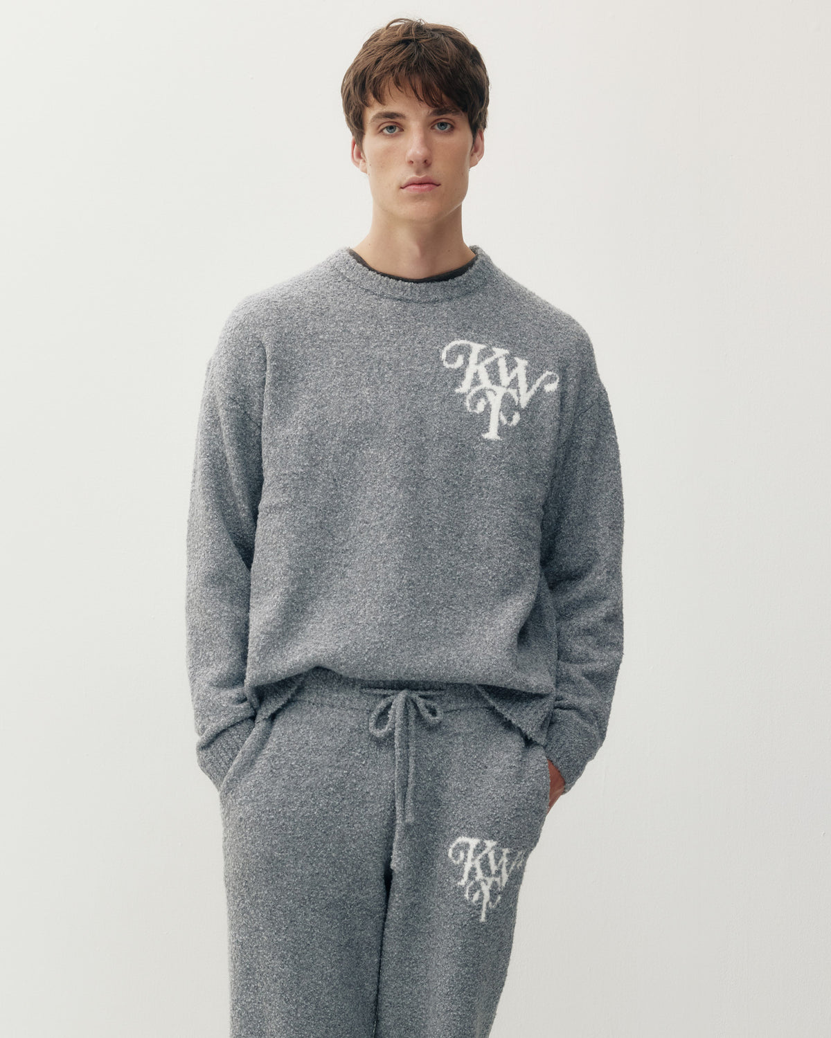 Monogram Knit Crew - Grey-1
