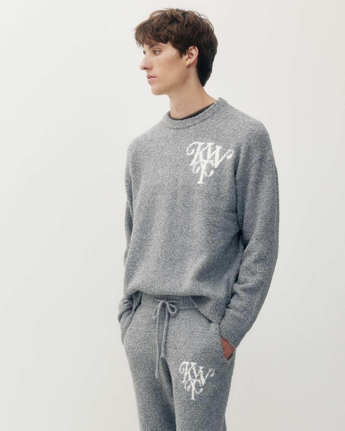 Monogram Knit Crew - Grey-2