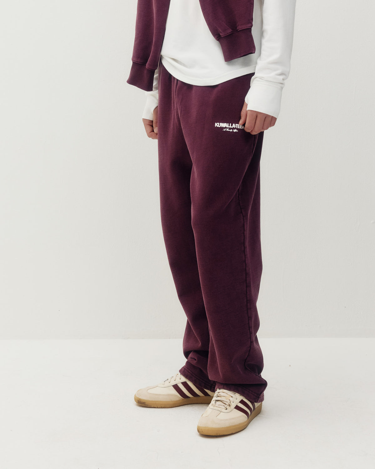 Open Leg PD Sweatpant - Wine-2
