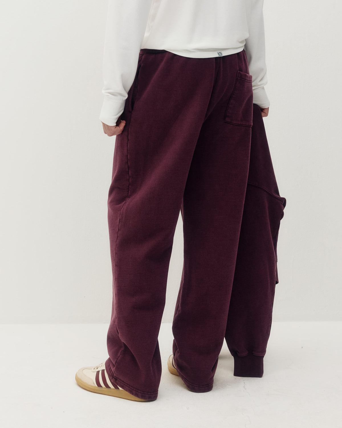 Open Leg PD Sweatpant - Wine-3