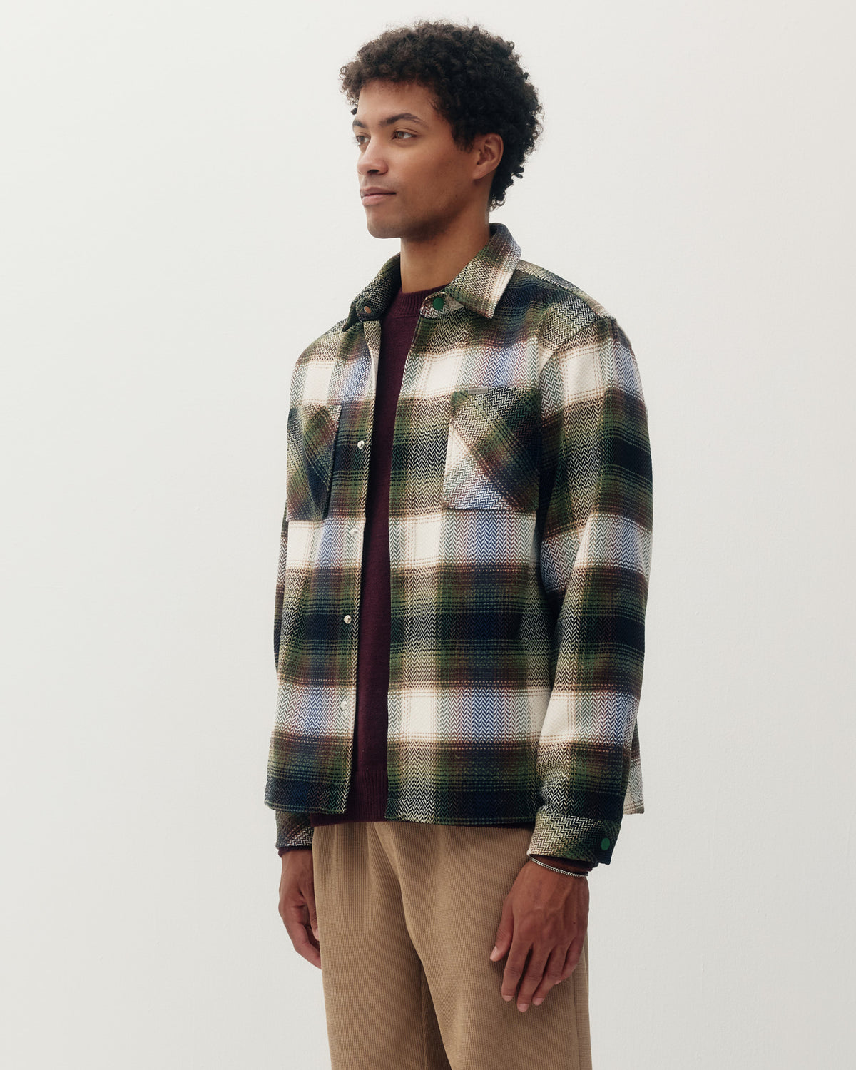 Plaid Overshirt - Olive-2