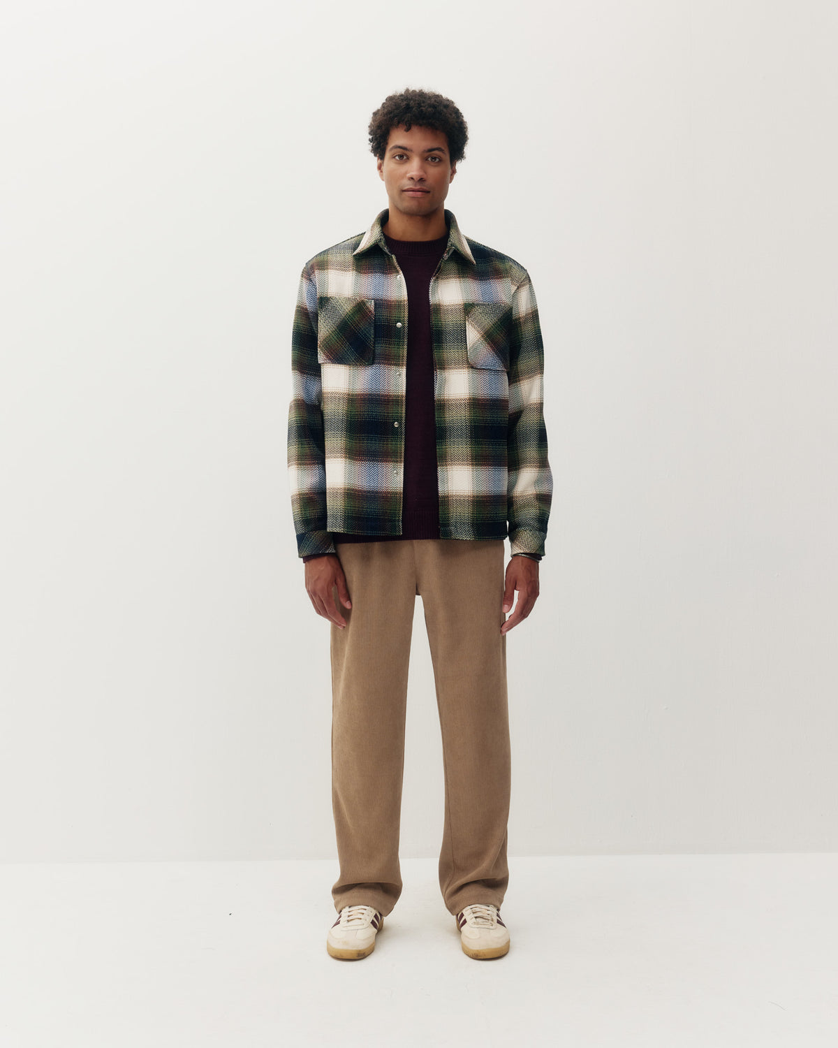 Plaid Overshirt - Olive-4