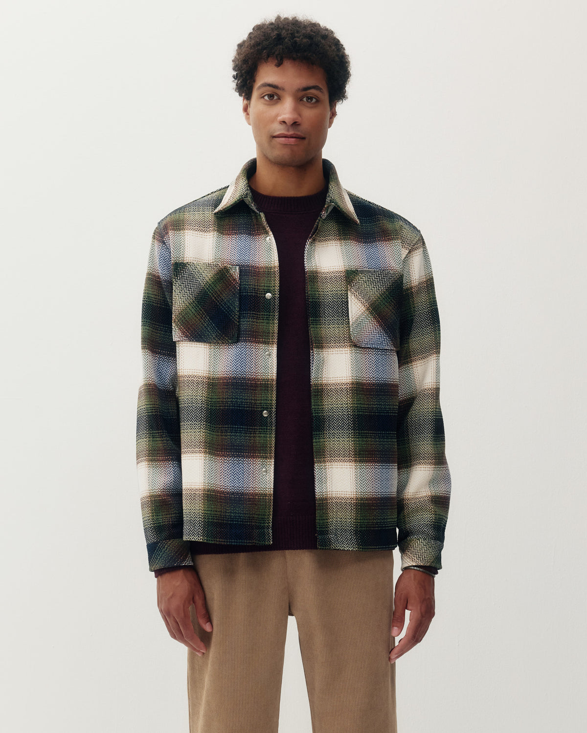 Plaid Overshirt - Olive-1