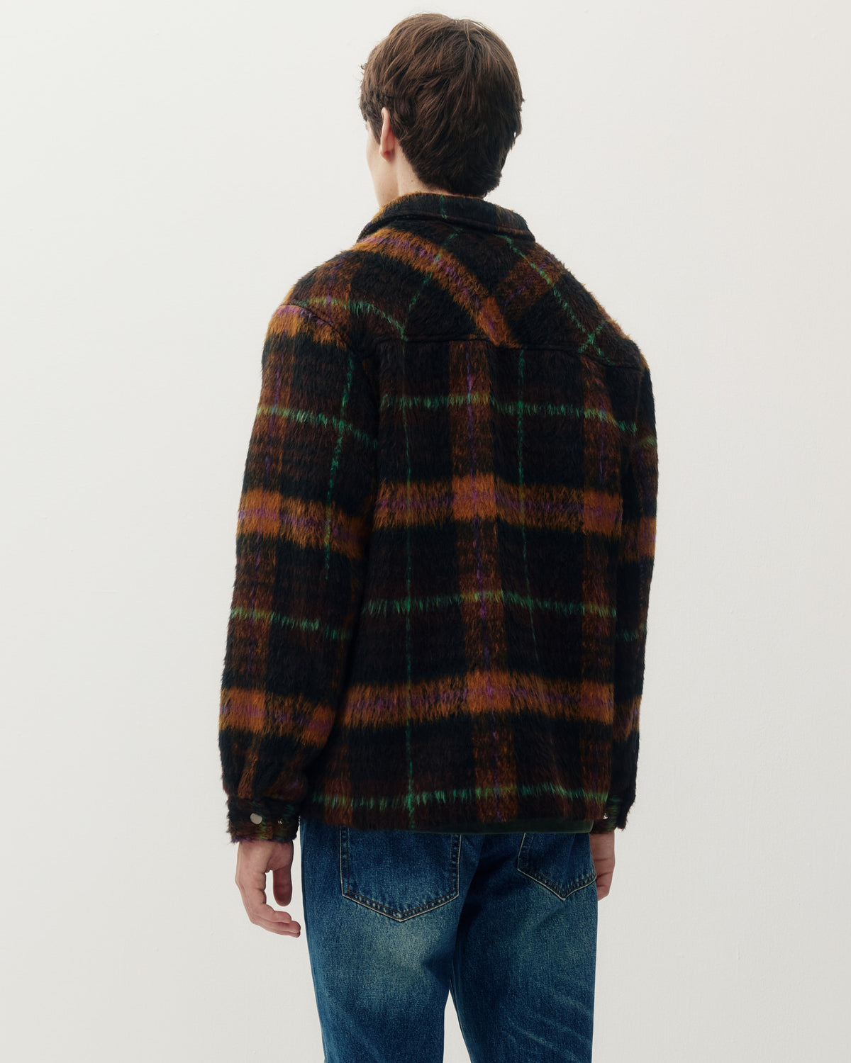 Pile Plaid Shacket - Orange-3