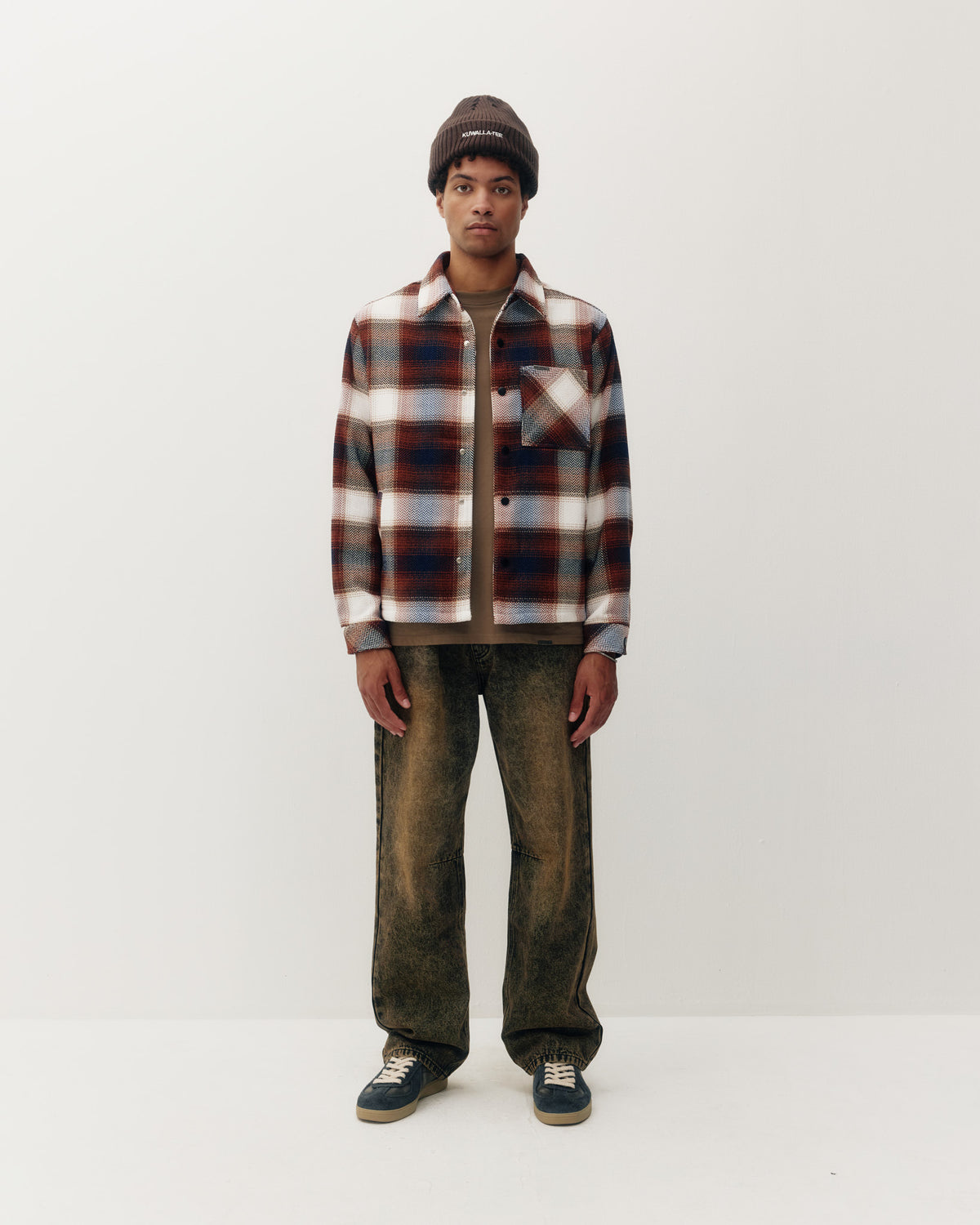 Heavyweight Plaid Shacket - Rust-4