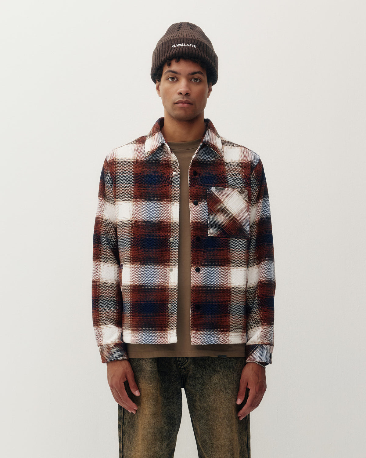 Heavyweight Plaid Shacket - Rust-1