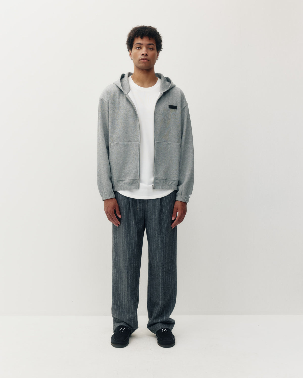Ribbed Zip Hoodie - Heather Grey-4