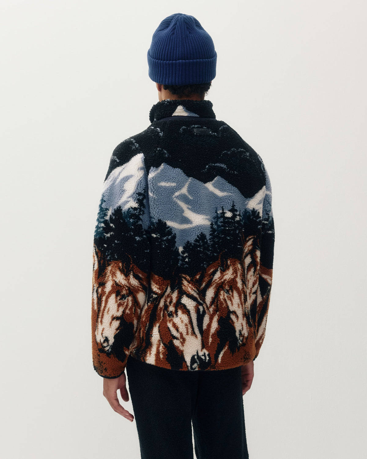 Printed Sherpa Jacket - Tobiano Horses-3