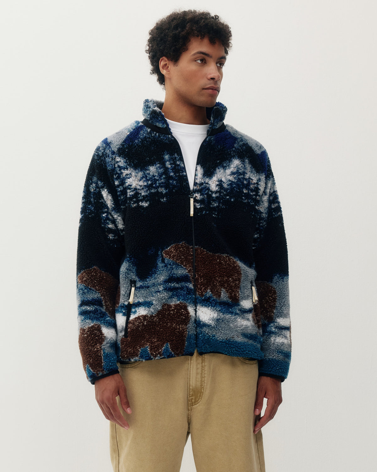 Printed Sherpa Jacket - Bears in the Wild-1