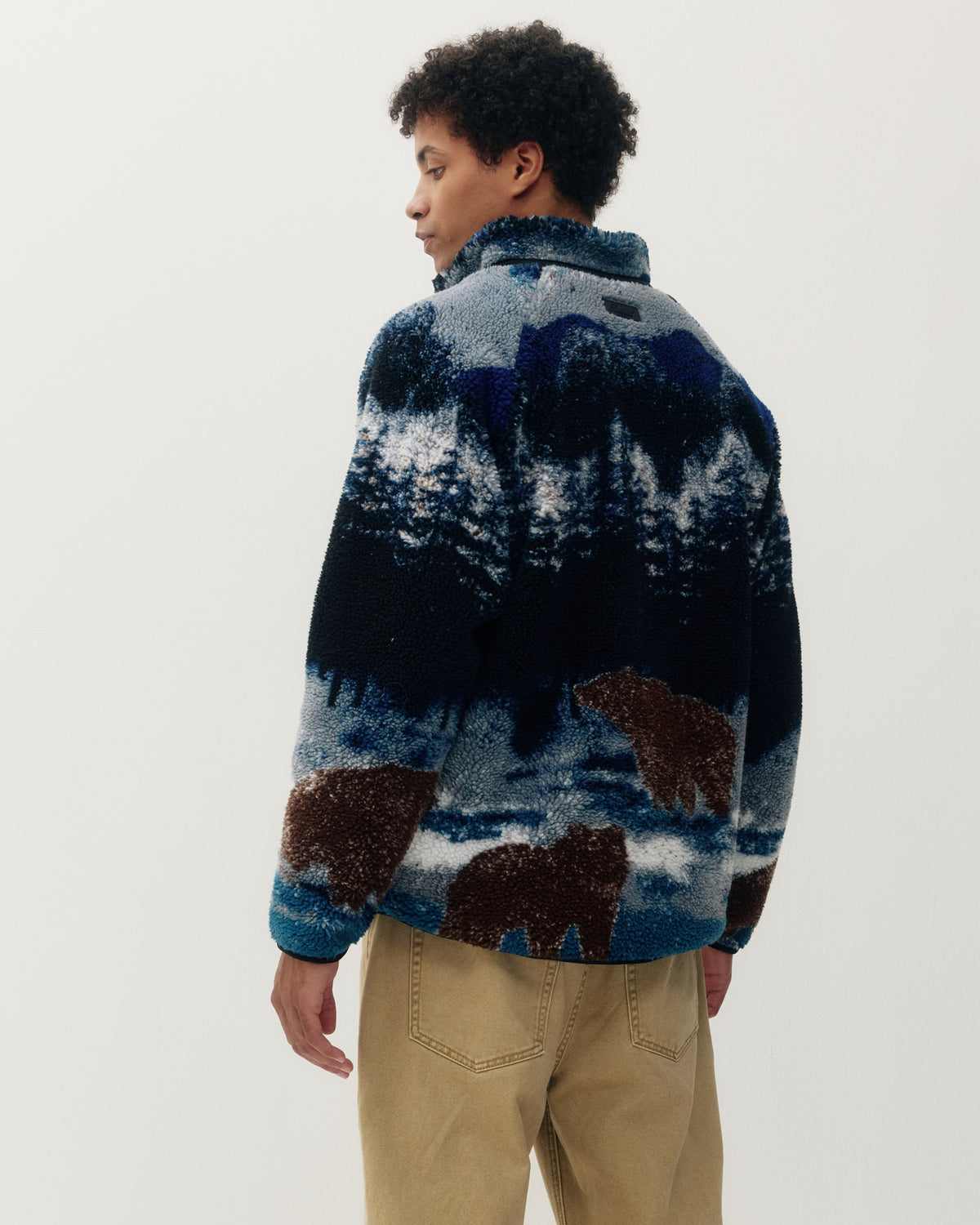 Printed Sherpa Jacket - Bears in the Wild-3