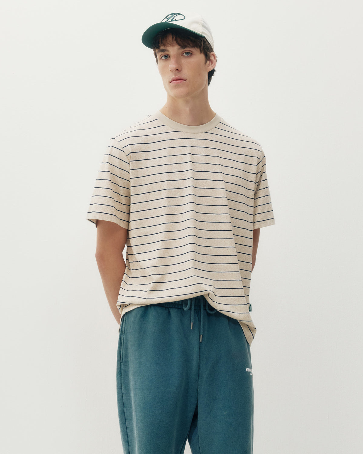 Linen Stripe Tee - White-1