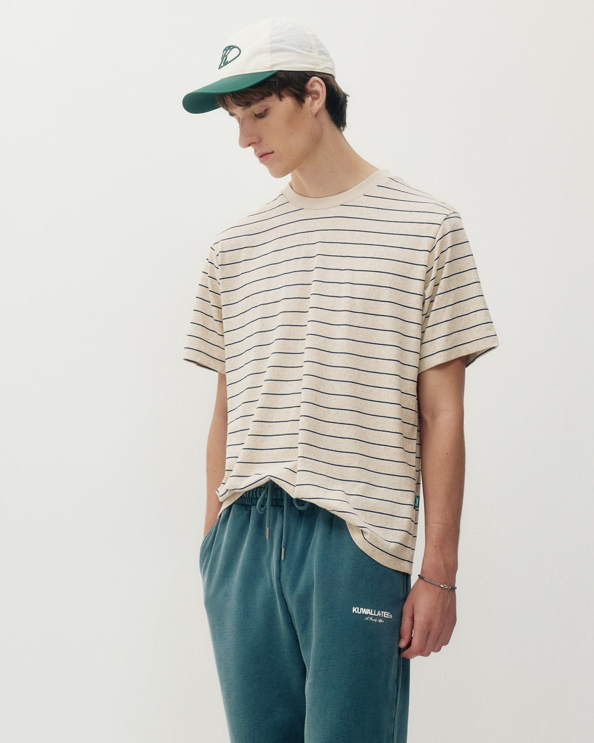 Linen Stripe Tee - White-2